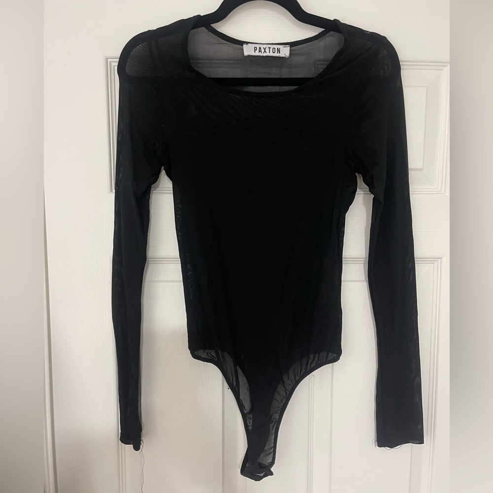 Black Sheer Long Sleeve Bodysuit